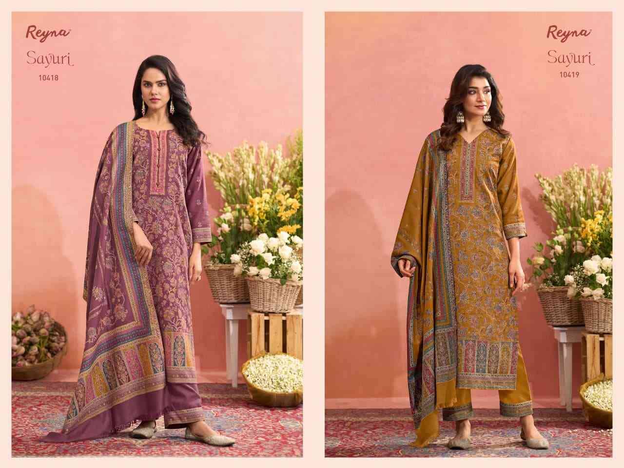 Sayuri By Reyna 10418 To 10423 Series Beautiful Festive Suits Colorful Stylish Fancy Casual Wear & Ethnic Wear Pure Pashmina Jacquard Dresses At Wholesale Price