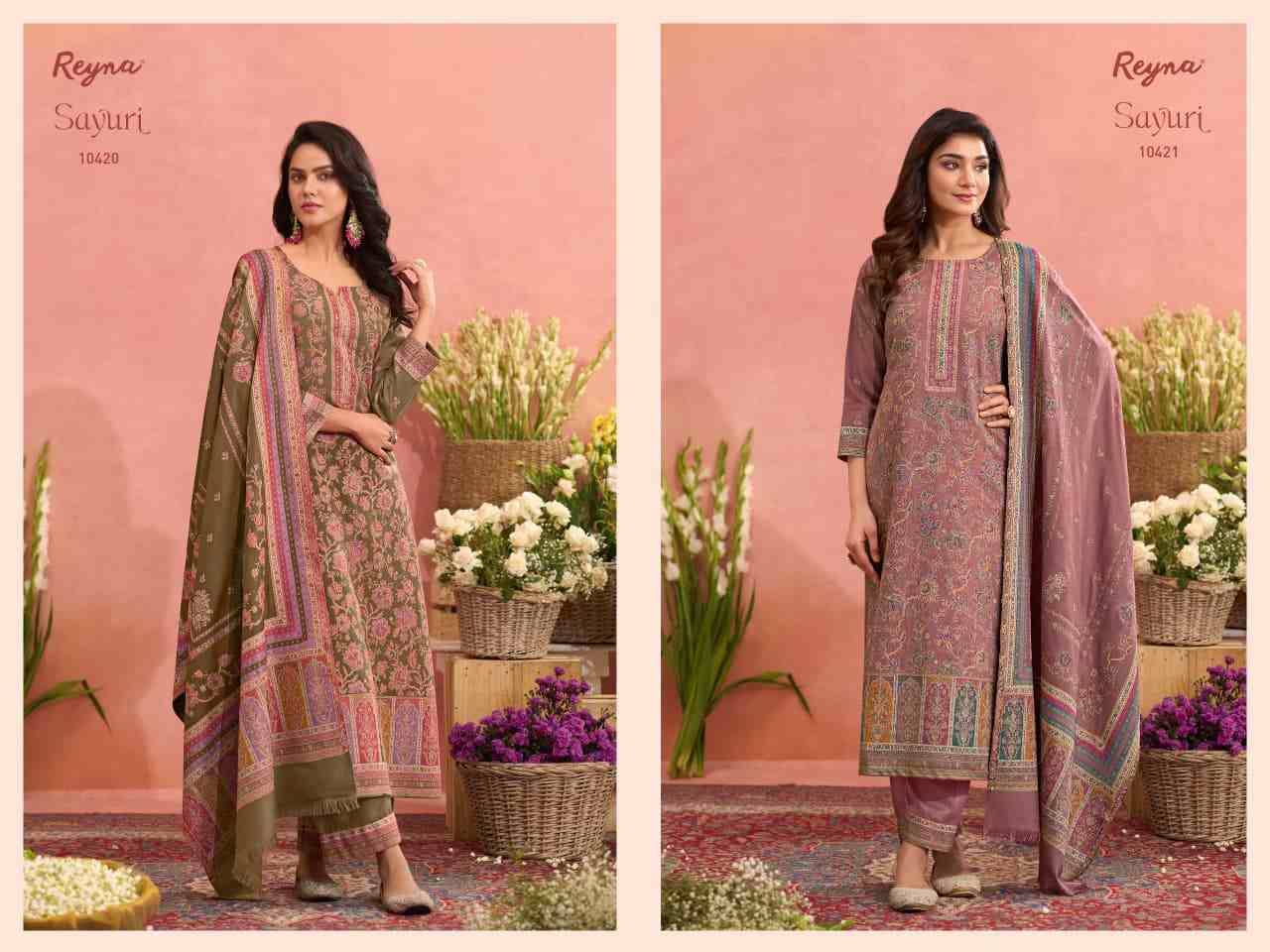 Sayuri By Reyna 10418 To 10423 Series Beautiful Festive Suits Colorful Stylish Fancy Casual Wear & Ethnic Wear Pure Pashmina Jacquard Dresses At Wholesale Price
