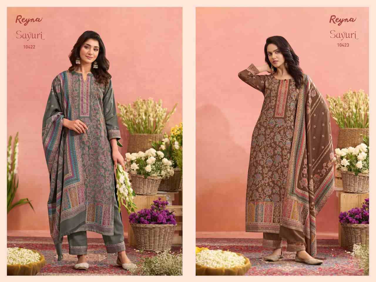 Sayuri By Reyna 10418 To 10423 Series Beautiful Festive Suits Colorful Stylish Fancy Casual Wear & Ethnic Wear Pure Pashmina Jacquard Dresses At Wholesale Price