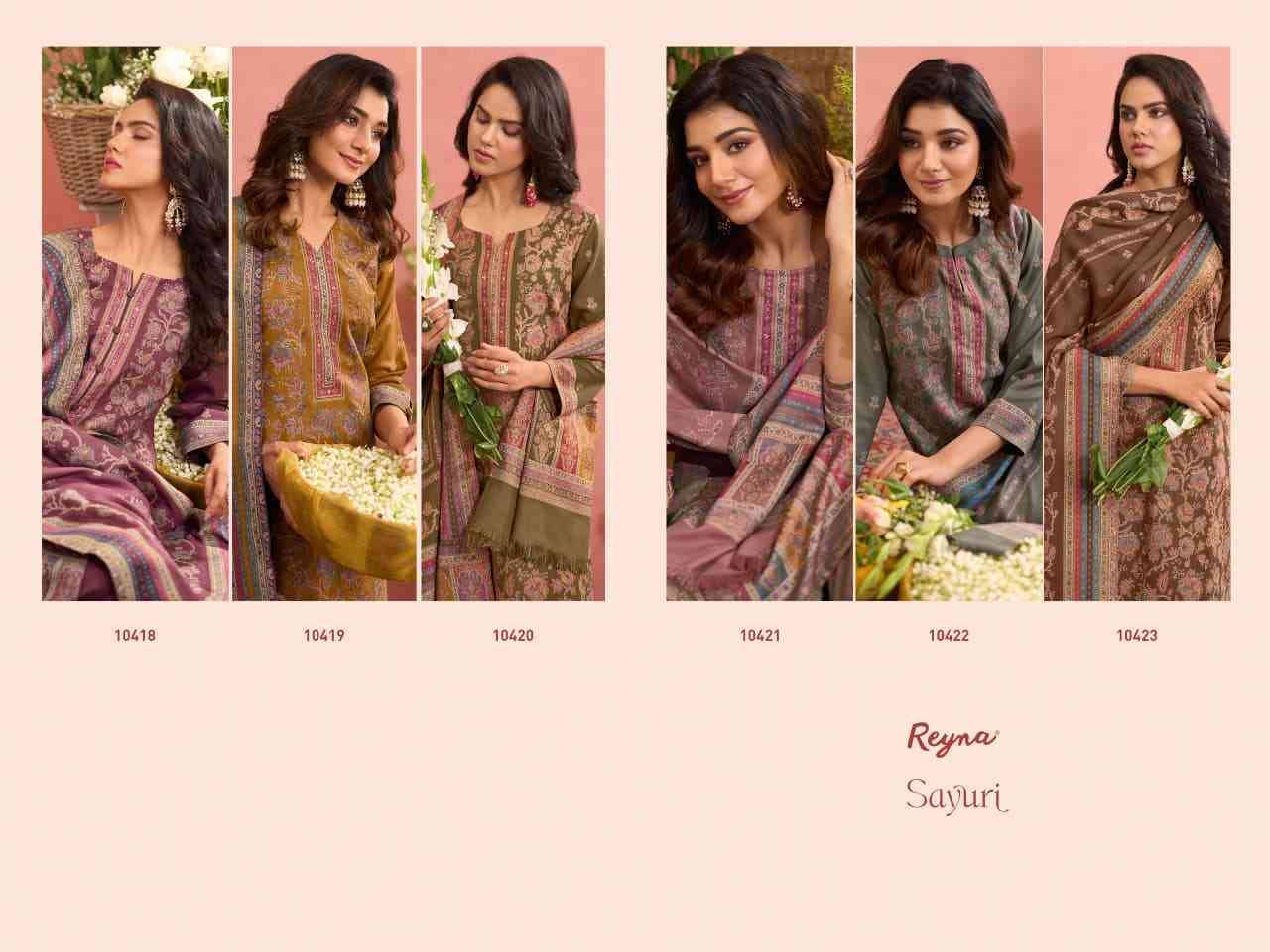 Sayuri By Reyna 10418 To 10423 Series Beautiful Festive Suits Colorful Stylish Fancy Casual Wear & Ethnic Wear Pure Pashmina Jacquard Dresses At Wholesale Price