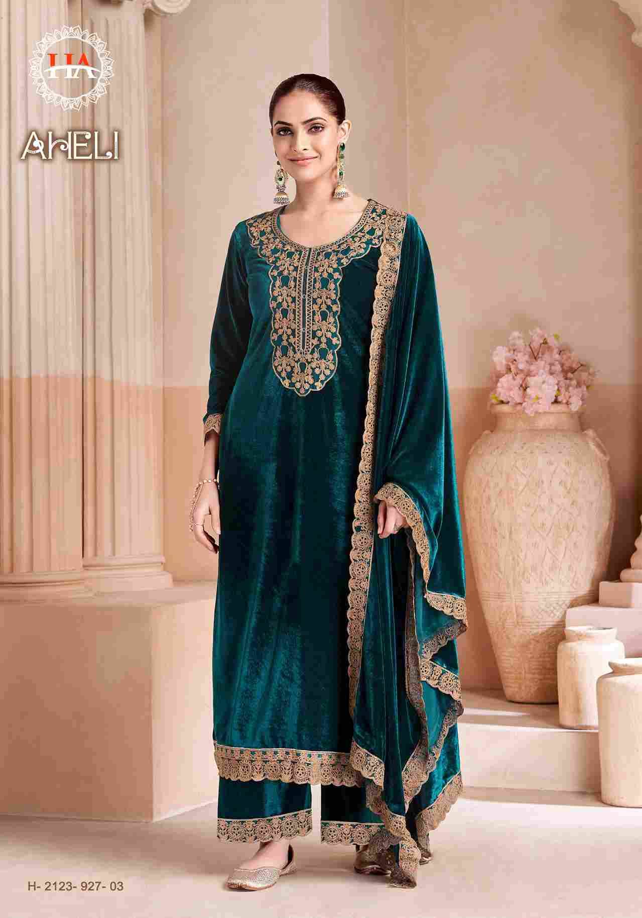 Aheli By Harshit Fashion Hub 2123-927-01 To 2123-927-06 Series Beautiful Festive Suits Stylish Fancy Colorful Casual Wear & Ethnic Wear Pure Velvet Dresses At Wholesale Price