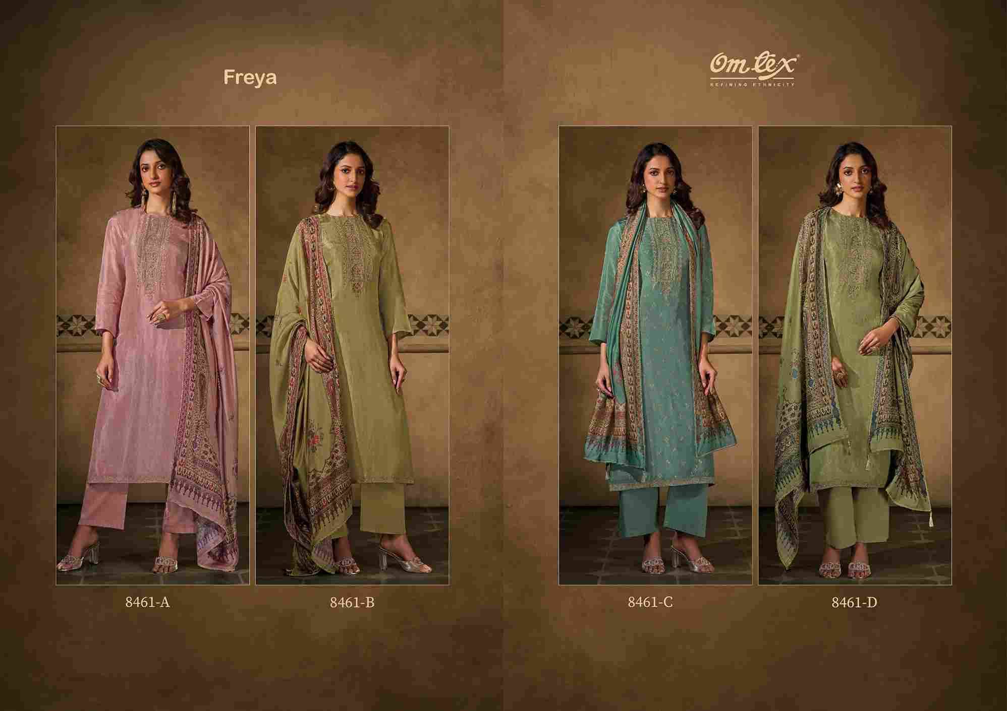 Freya By Om Tex 8461-A To 8461-D Series Beautiful Festive Suits Colorful Stylish Fancy Casual Wear & Ethnic Wear Silk Jacquard Dresses At Wholesale Price