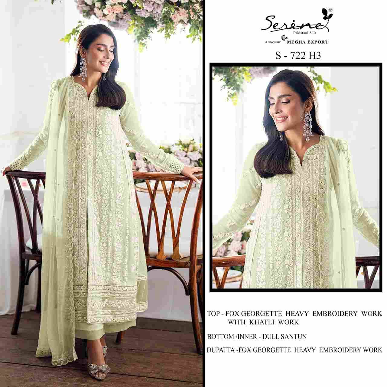 Serene Hit Design S-722 Colours Vol-2 By Serene S-722-E To S-722-H Series Designer Pakistani Suits Beautiful Fancy Colorful Stylish Party Wear & Occasional Wear Pure Faux Georgette Embroidered Dresses At Wholesale Price