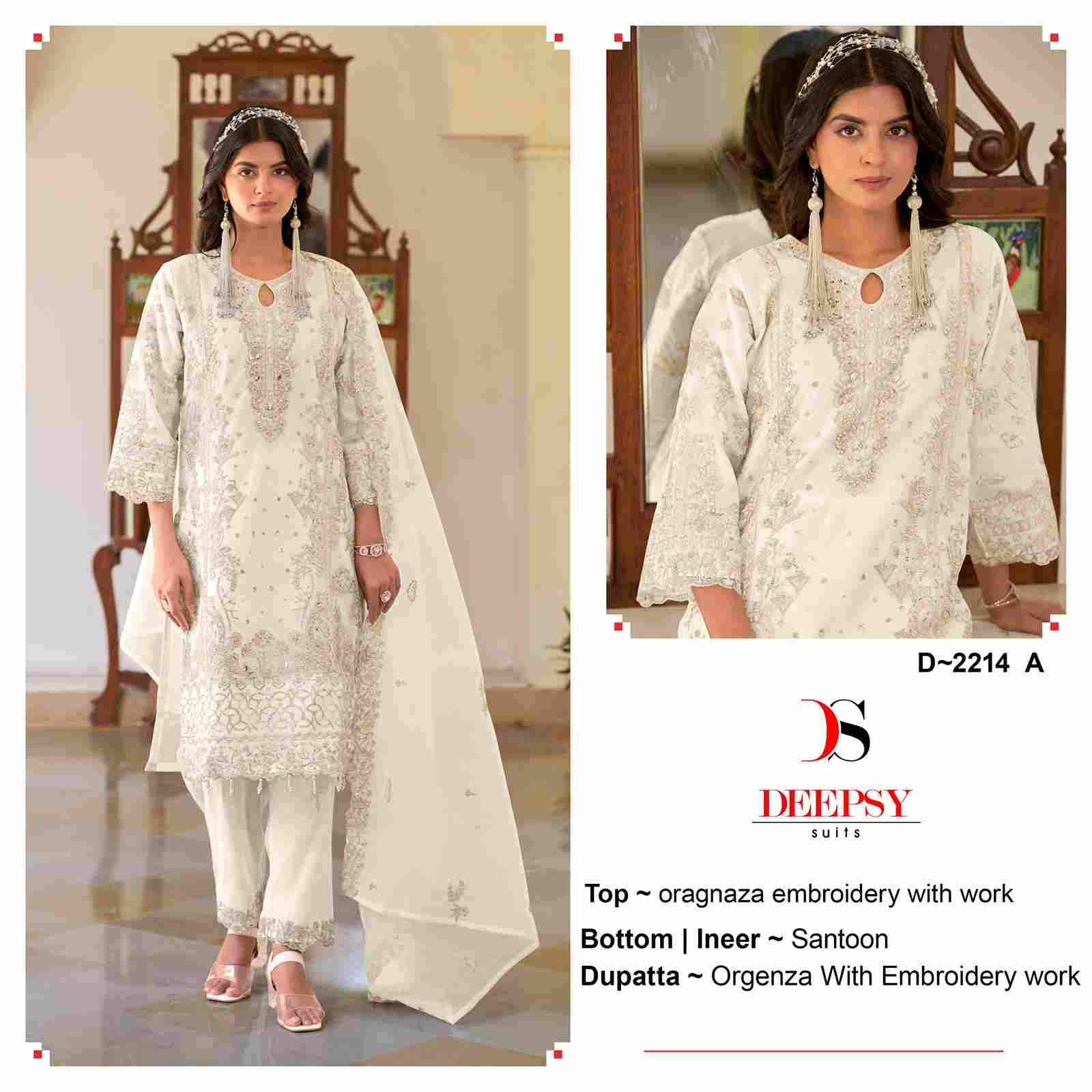 Deepsy Hit Design 2214 Colours By Deepsy Suits 2214-A To 2214-D Series Beautiful Pakistani Suits Colorful Stylish Fancy Casual Wear & Ethnic Wear Organza With Embroidered Dresses At Wholesale Price