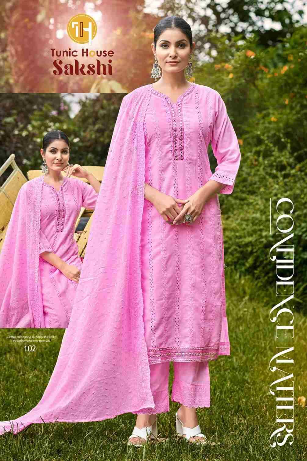 Sakshi By Tunic House 101 To 105 Series Beautiful Festive Suits Colorful Stylish Fancy Casual Wear & Ethnic Wear Cotton Dresses At Wholesale Price