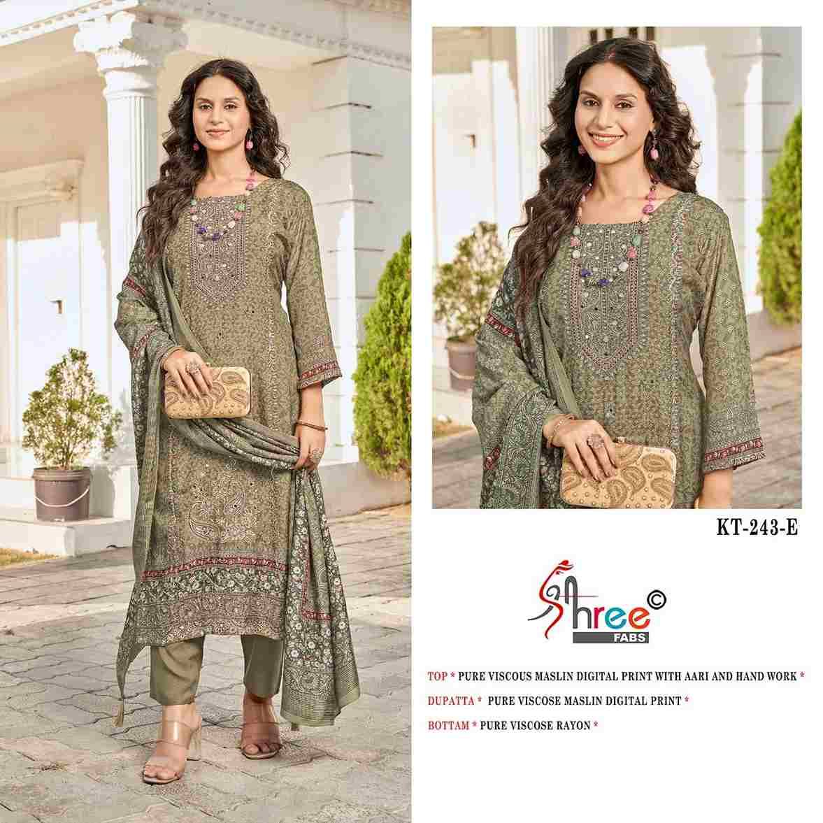 Shree Fabs Hit Design KT-243 Colours By Shree Fabs KT-243-D To KT-243-G Series Designer Pakistani Suits Beautiful Fancy Stylish Colorful Party Wear & Occasional Wear Pure Viscose Muslin Embroidery Dresses At Wholesale Price