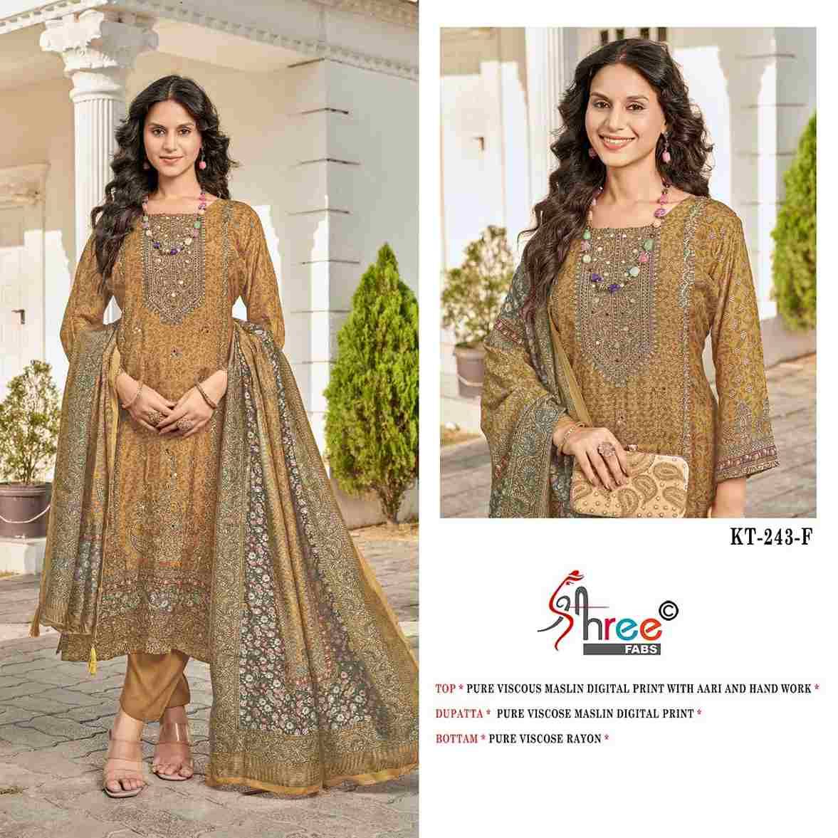 Shree Fabs Hit Design KT-243 Colours By Shree Fabs KT-243-D To KT-243-G Series Designer Pakistani Suits Beautiful Fancy Stylish Colorful Party Wear & Occasional Wear Pure Viscose Muslin Embroidery Dresses At Wholesale Price