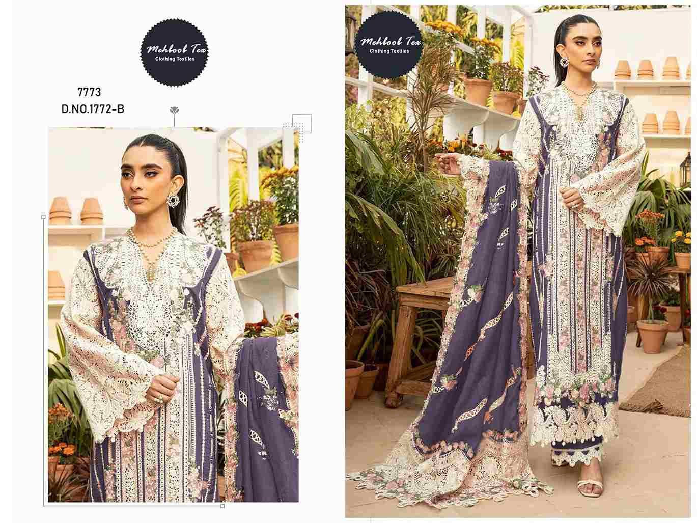 Mehboob Tex Hit Design 1772 By Mehboob Tex 1772-A To 1772-C Series Designer Pakistani Suits Collection Beautiful Stylish Fancy Colorful Party Wear & Ethnic Wear Pure Viscose With Pure Cotton With Embroidery Dresses At Wholesale Price