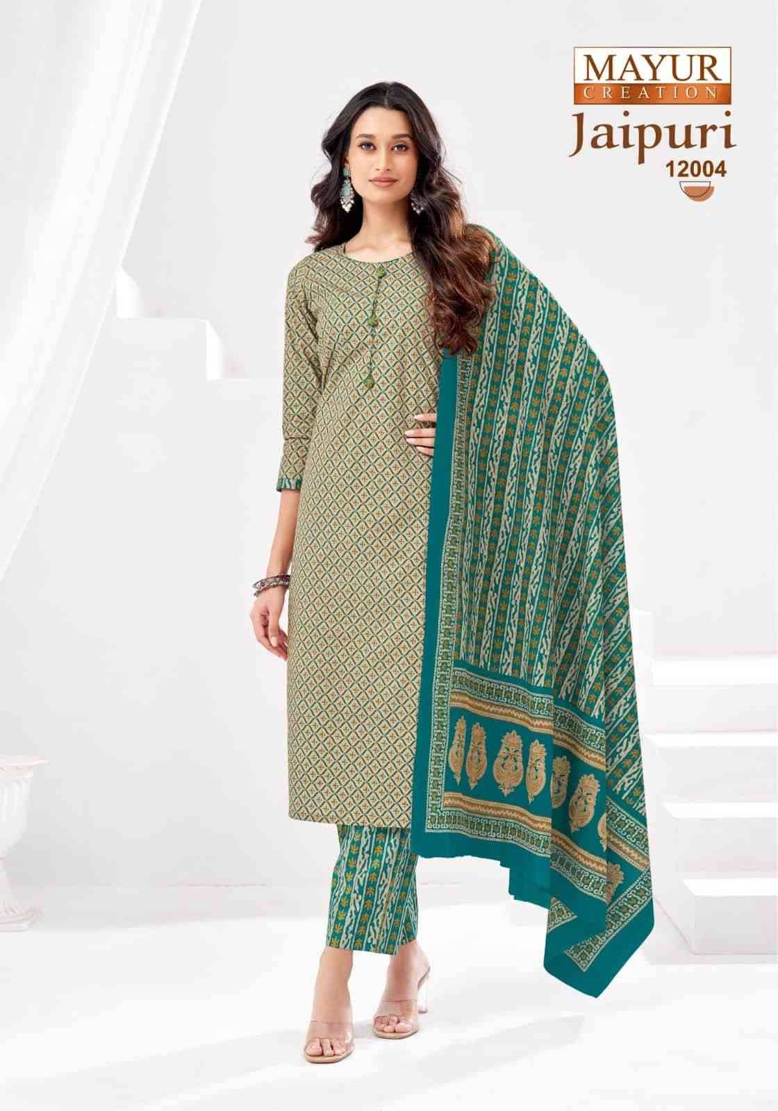 Jaipuri Vol-12 By Mayur Creation 12001 To 12010 Series Beautiful Festive Suits Stylish Fancy Colorful Casual Wear & Ethnic Wear Cotton Print Dresses At Wholesale Price