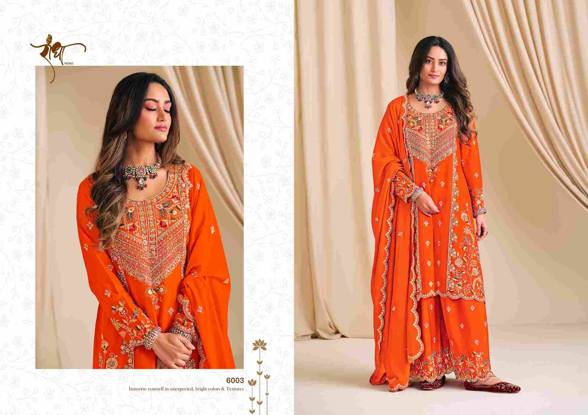 Kalash By Radha Trendz 6001 To 6003 Series Festive Suits Beautiful Fancy Colorful Stylish Party Wear & Occasional Wear Premium Chinnon Dresses At Wholesale Price
