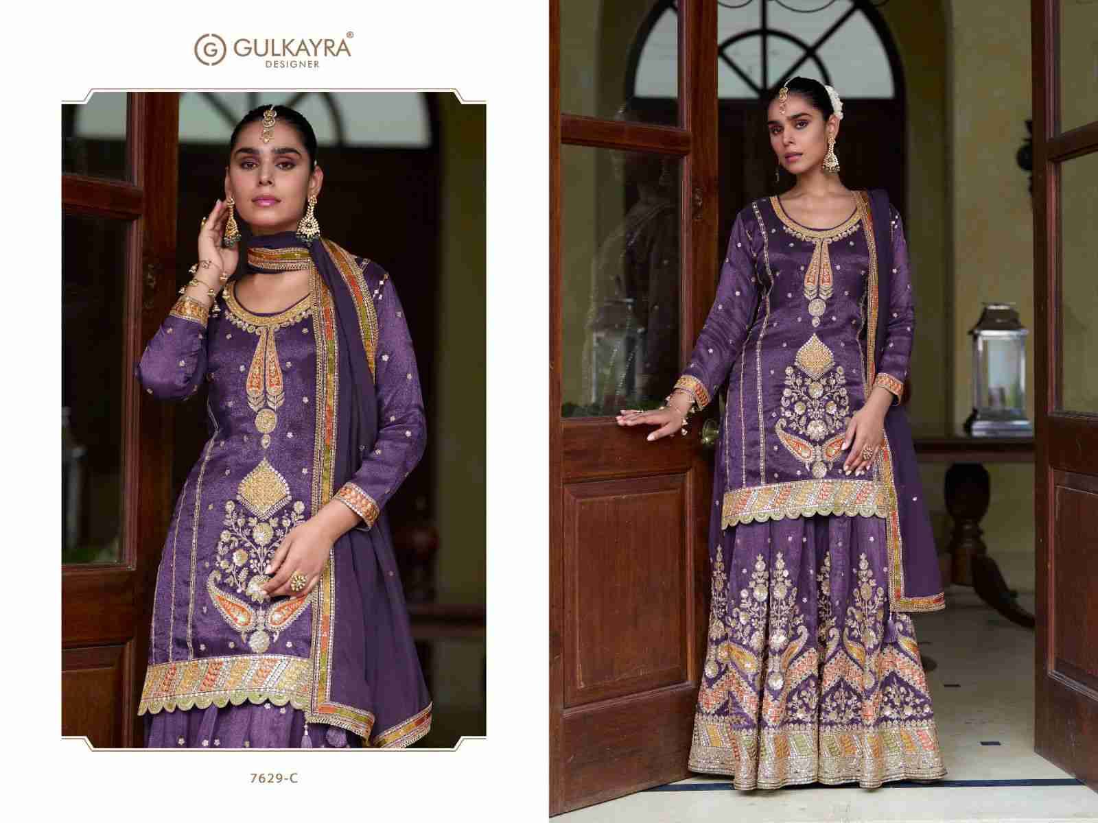 Taiyba Vol-1 By Gulkayra Designer 7629-C To 7629-E Series Designer Suits Collection Beautiful Stylish Fancy Colorful Party Wear & Occasional Wear Real Simmer Silk Dresses At Wholesale Price