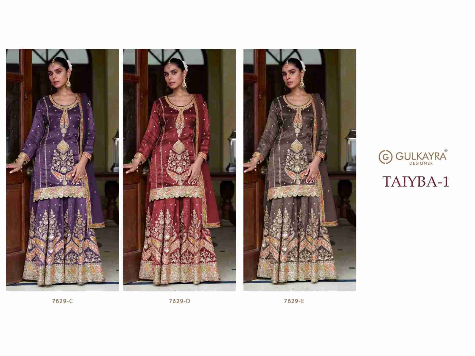 Taiyba Vol-1 By Gulkayra Designer 7629-C To 7629-E Series Designer Suits Collection Beautiful Stylish Fancy Colorful Party Wear & Occasional Wear Real Simmer Silk Dresses At Wholesale Price