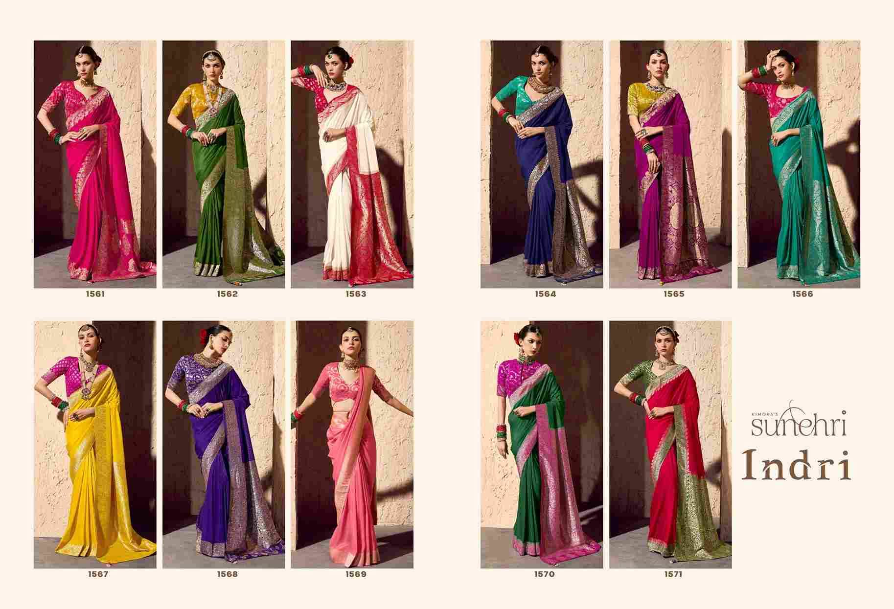 Indri By Kimora 1561 To 1571 Series Indian Traditional Wear Collection Beautiful Stylish Fancy Colorful Party Wear & Occasional Wear Pure Georgette Sarees At Wholesale Price
