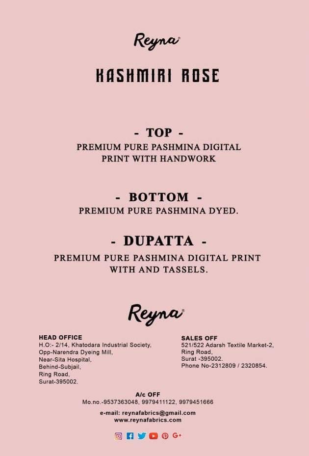 Kashmiri Rose By Reyna 10447  To 10450 Series Beautiful Festive Suits Colorful Stylish Fancy Casual Wear & Ethnic Wear Pure Pashmina Dresses At Wholesale Price