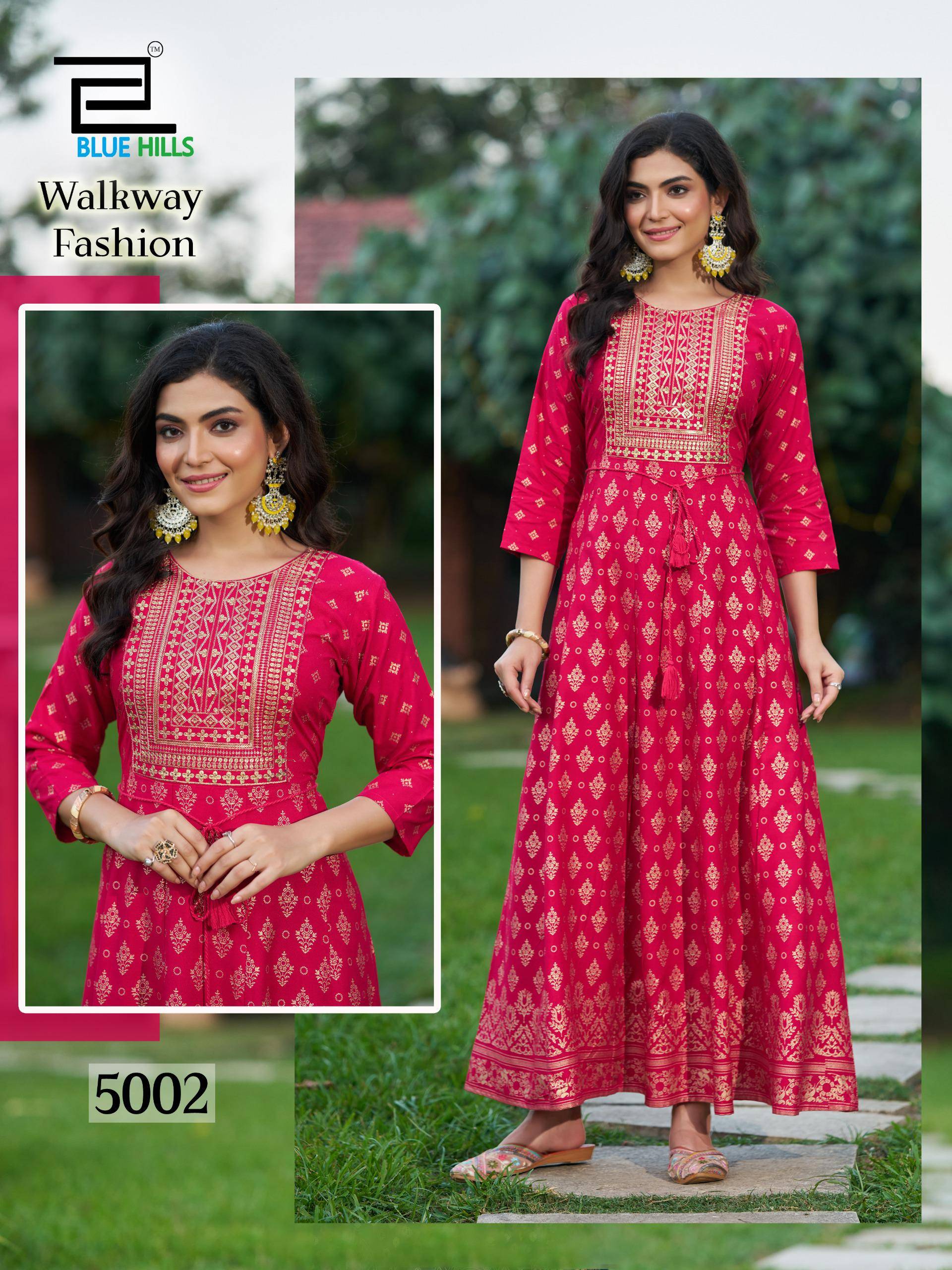 Walkway Fashion By Blue Hills 5001 To 5006 Series Beautiful Stylish Fancy Colorful Casual Wear & Ethnic Wear Rayon Gowns At Wholesale Price