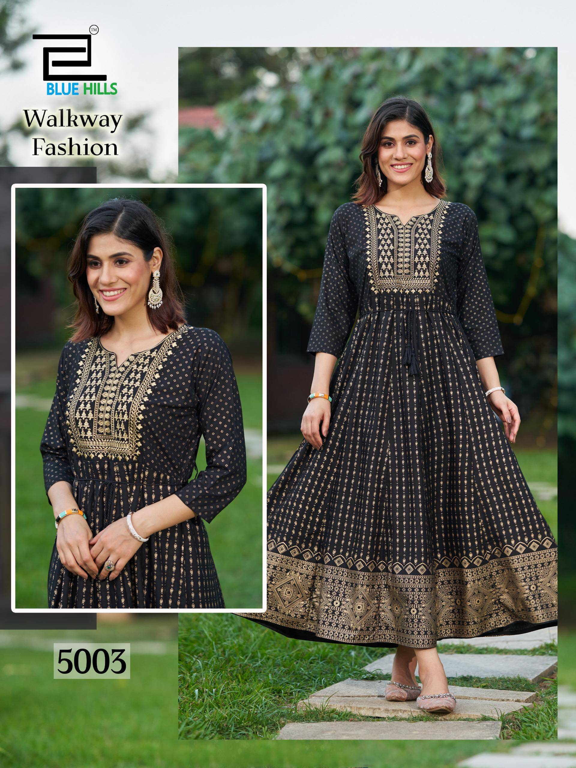 Walkway Fashion By Blue Hills 5001 To 5006 Series Beautiful Stylish Fancy Colorful Casual Wear & Ethnic Wear Rayon Gowns At Wholesale Price