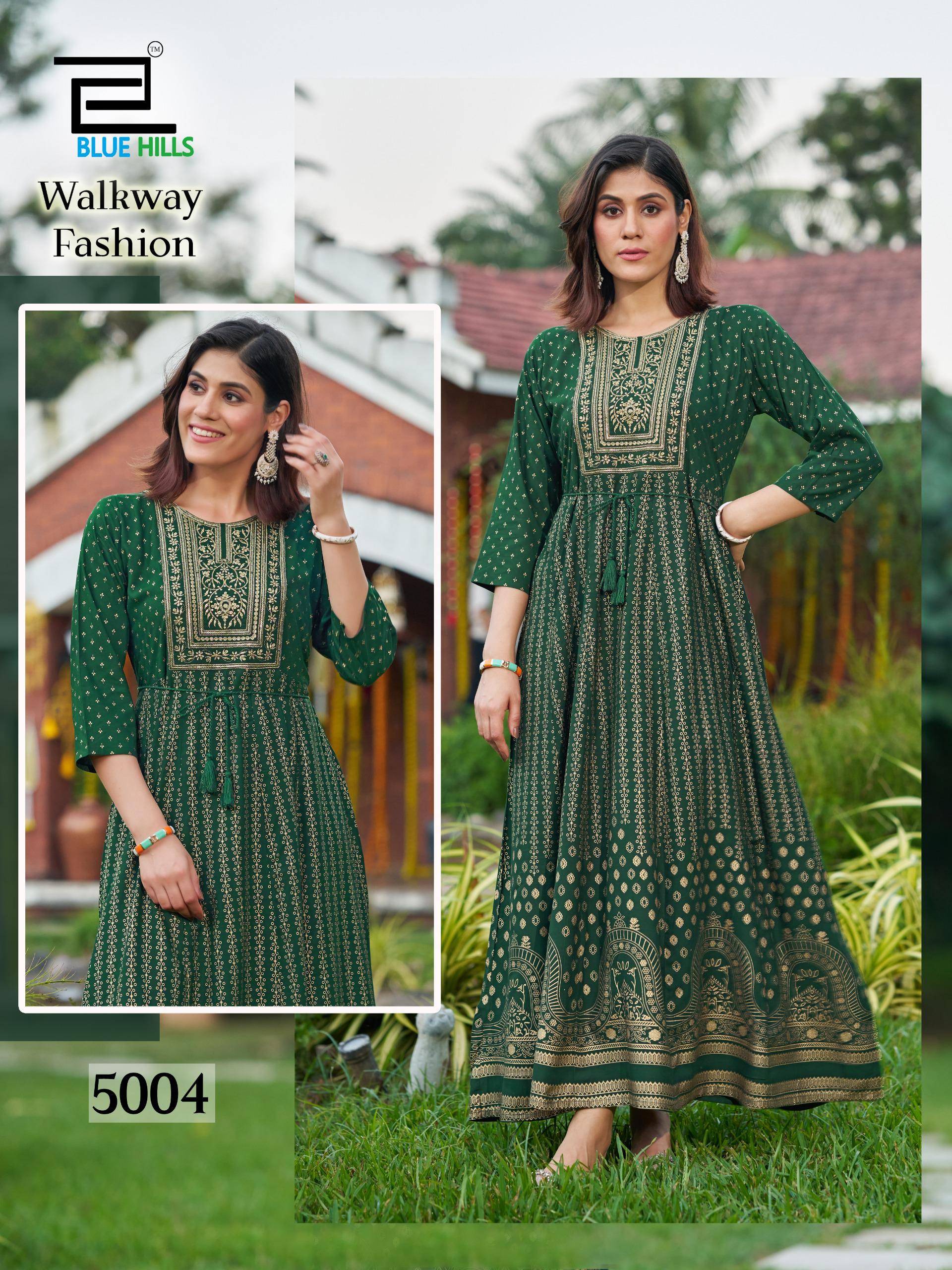 Walkway Fashion By Blue Hills 5001 To 5006 Series Beautiful Stylish Fancy Colorful Casual Wear & Ethnic Wear Rayon Gowns At Wholesale Price