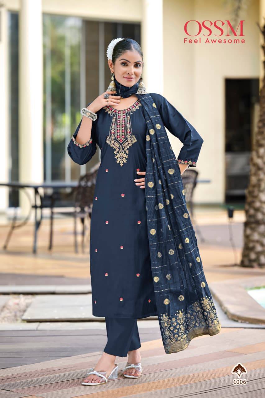 Heer By Ossm 1001 To 1006 Series Designer Stylish Fancy Colorful Beautiful Party Wear & Ethnic Wear Collection Roman Silk Dresses At Wholesale Price