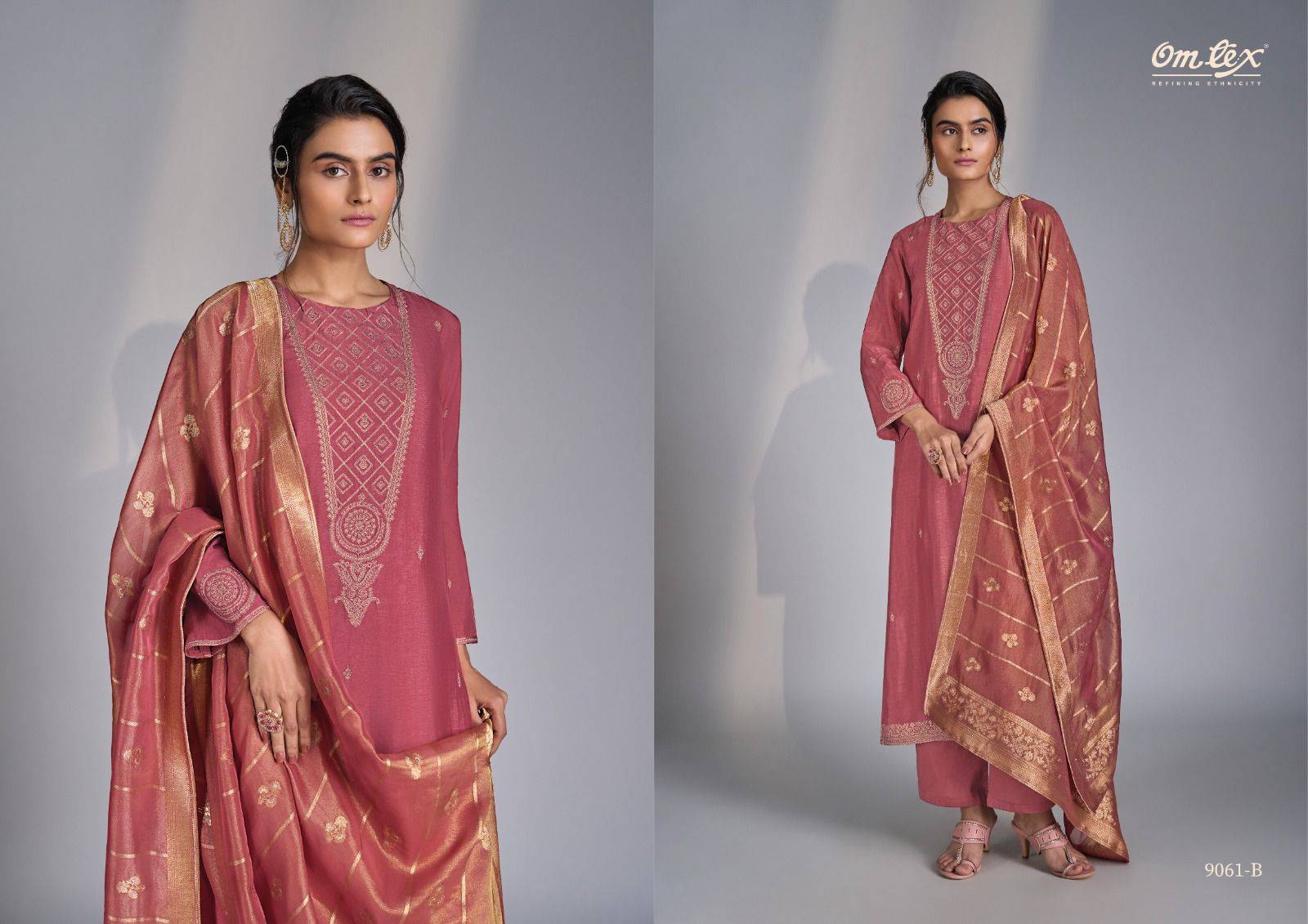 Valeria By Om Tex 9061-A To 9061-D Series Beautiful Festive Suits Colorful Stylish Fancy Casual Wear & Ethnic Wear Rubina Silk Dresses At Wholesale Price