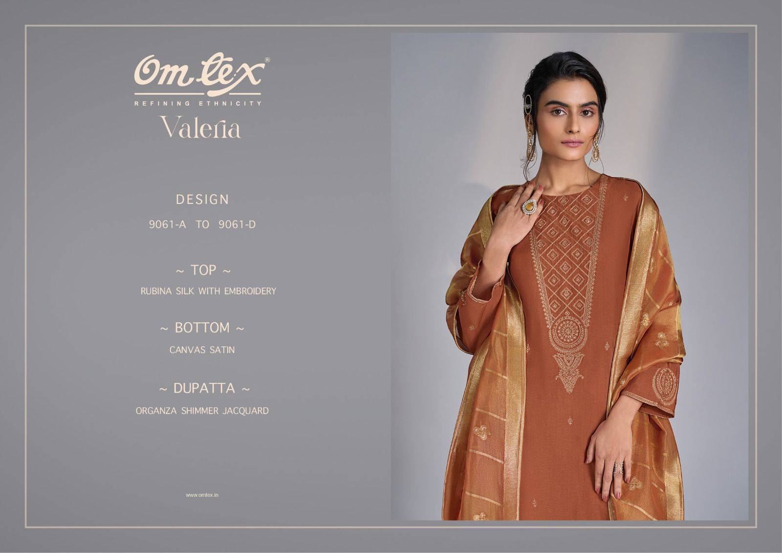 Valeria By Om Tex 9061-A To 9061-D Series Beautiful Festive Suits Colorful Stylish Fancy Casual Wear & Ethnic Wear Rubina Silk Dresses At Wholesale Price