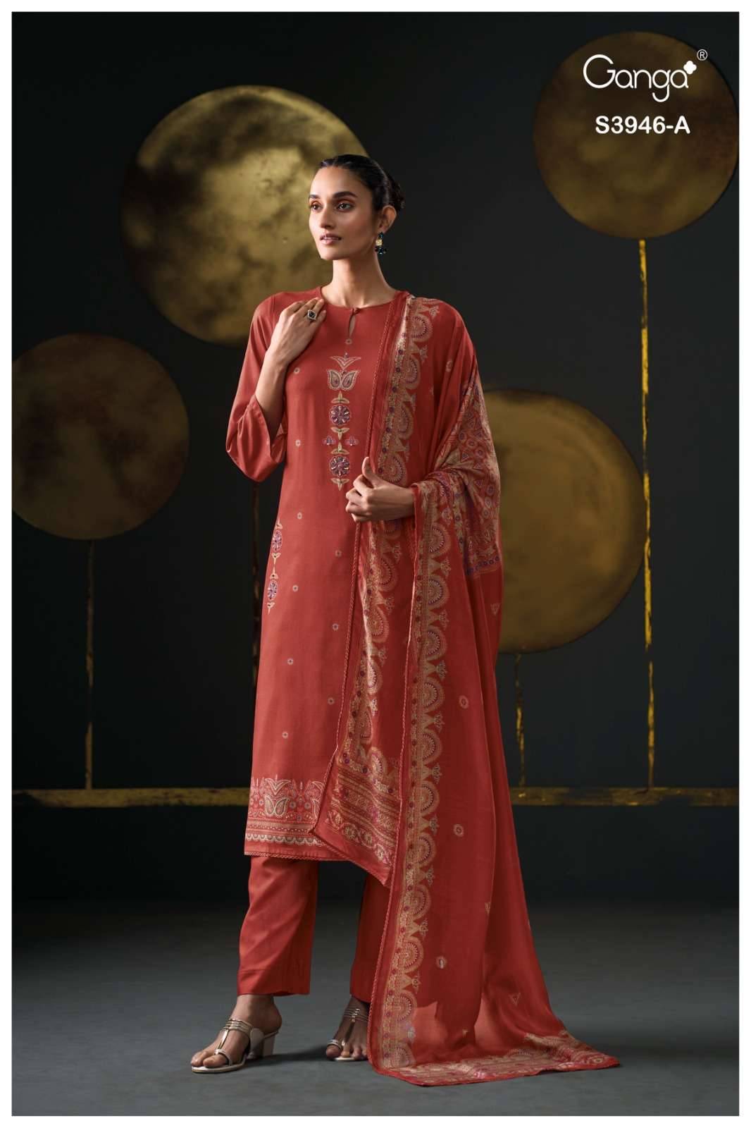 Jerusha-3946 By Ganga Fashion 3946-A To 3946-D Series Beautiful Festive Suits Stylish Colorful Fancy Casual Wear & Ethnic Wear Premium Pashmina Print Dresses At Wholesale Price