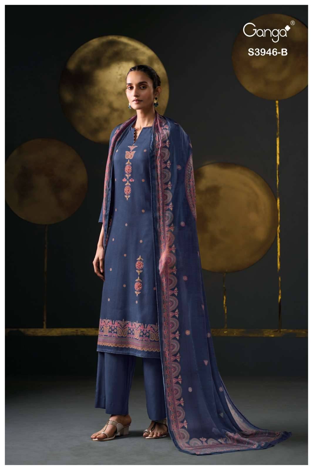 Jerusha-3946 By Ganga Fashion 3946-A To 3946-D Series Beautiful Festive Suits Stylish Colorful Fancy Casual Wear & Ethnic Wear Premium Pashmina Print Dresses At Wholesale Price