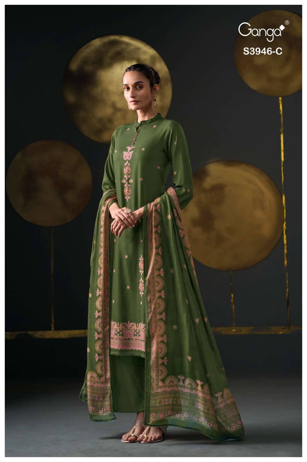 Jerusha-3946 By Ganga Fashion 3946-A To 3946-D Series Beautiful Festive Suits Stylish Colorful Fancy Casual Wear & Ethnic Wear Premium Pashmina Print Dresses At Wholesale Price