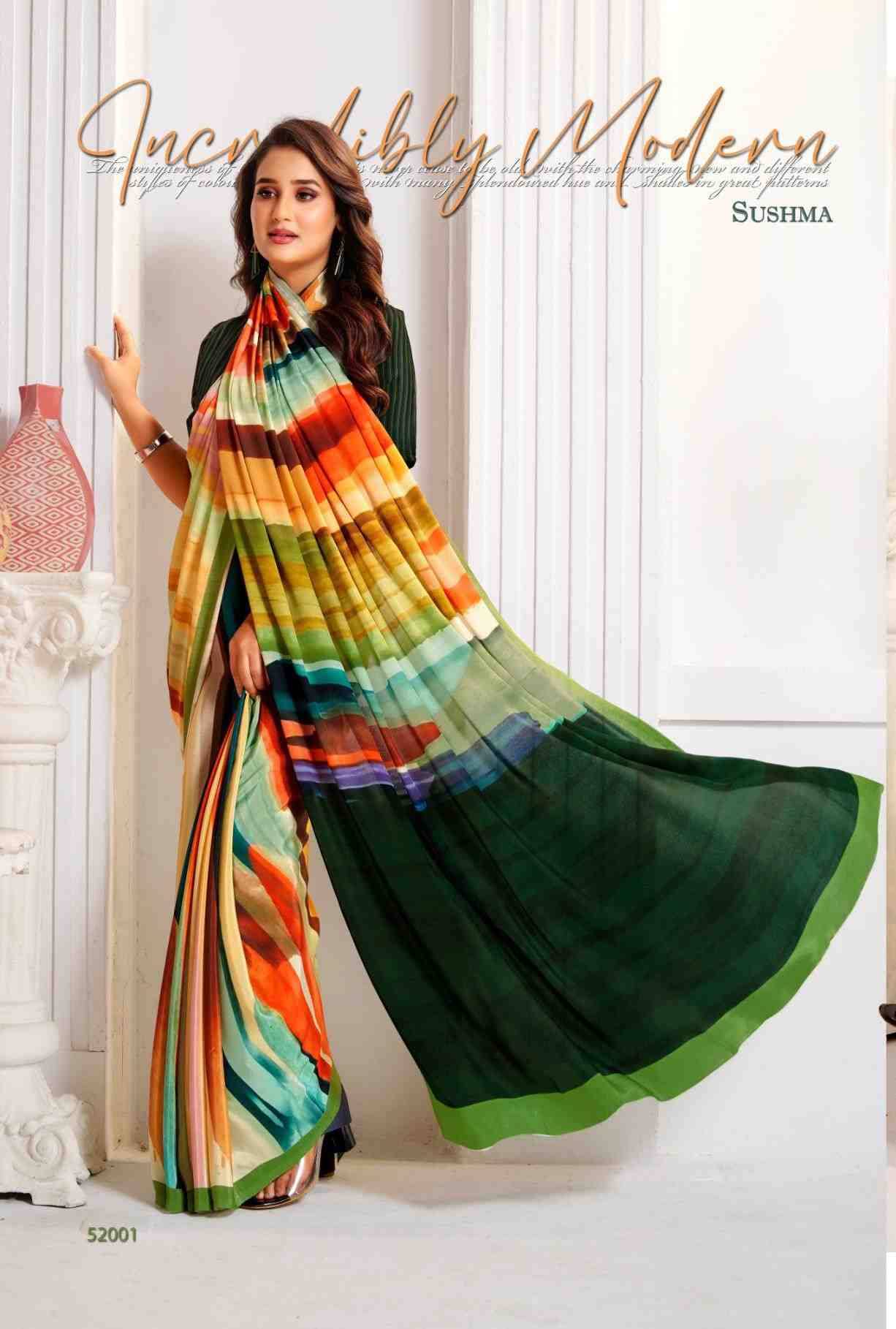 Attraction By Sushma Series Indian Traditional Wear Collection Beautiful Stylish Fancy Colorful Party Wear & Occasional Wear Digital Print Crepe Sarees At Wholesale Price