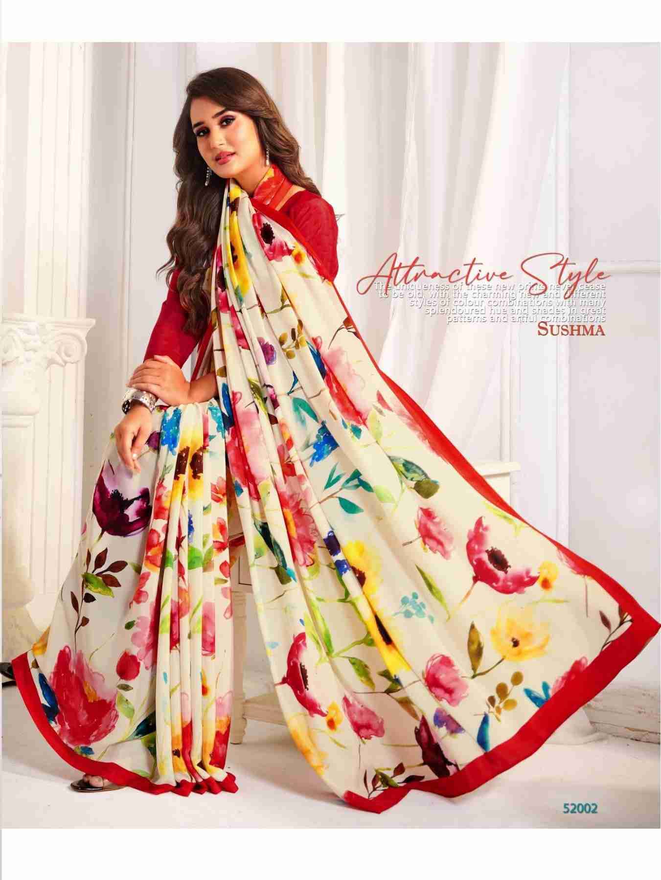 Attraction By Sushma Series Indian Traditional Wear Collection Beautiful Stylish Fancy Colorful Party Wear & Occasional Wear Digital Print Crepe Sarees At Wholesale Price