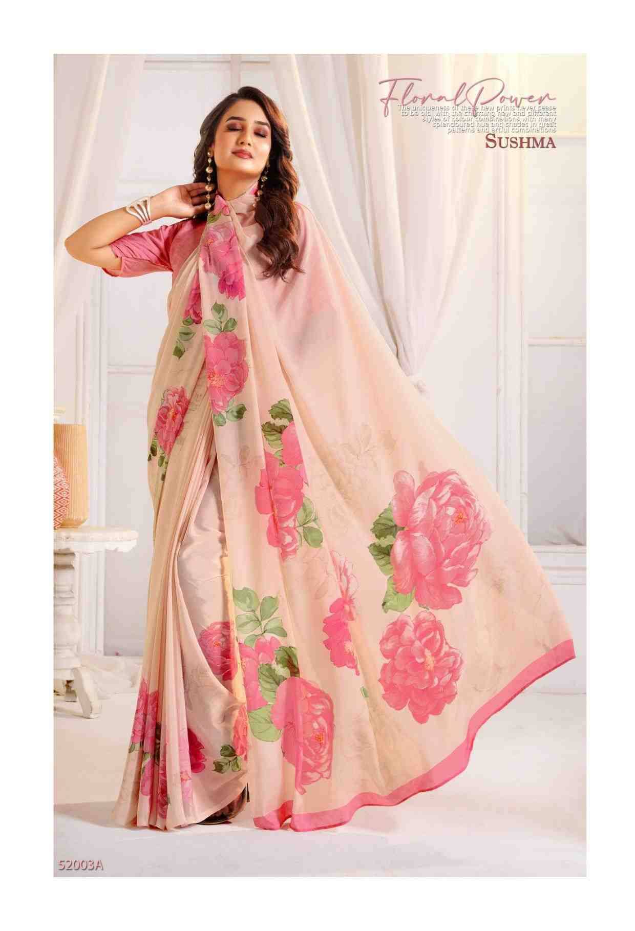 Attraction By Sushma Series Indian Traditional Wear Collection Beautiful Stylish Fancy Colorful Party Wear & Occasional Wear Digital Print Crepe Sarees At Wholesale Price