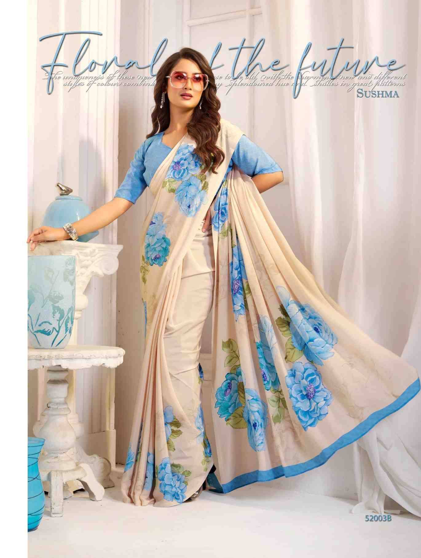 Attraction By Sushma Series Indian Traditional Wear Collection Beautiful Stylish Fancy Colorful Party Wear & Occasional Wear Digital Print Crepe Sarees At Wholesale Price