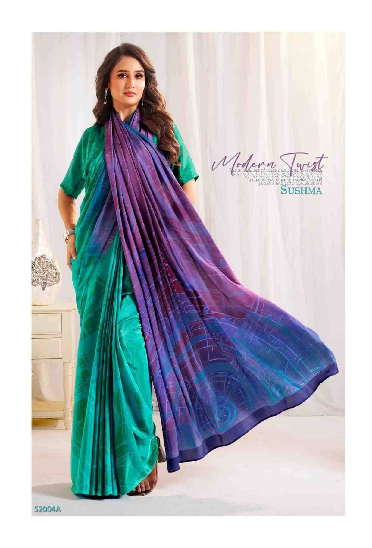 Attraction By Sushma Series Indian Traditional Wear Collection Beautiful Stylish Fancy Colorful Party Wear & Occasional Wear Digital Print Crepe Sarees At Wholesale Price