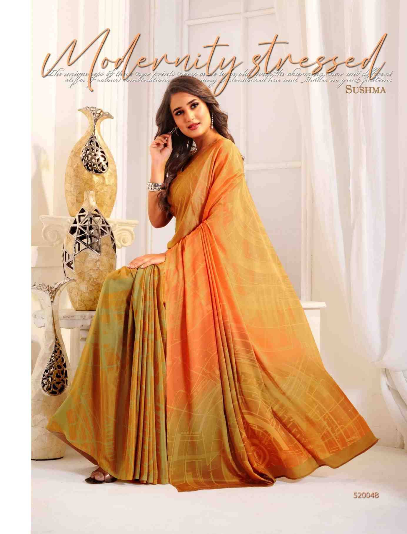 Attraction By Sushma Series Indian Traditional Wear Collection Beautiful Stylish Fancy Colorful Party Wear & Occasional Wear Digital Print Crepe Sarees At Wholesale Price