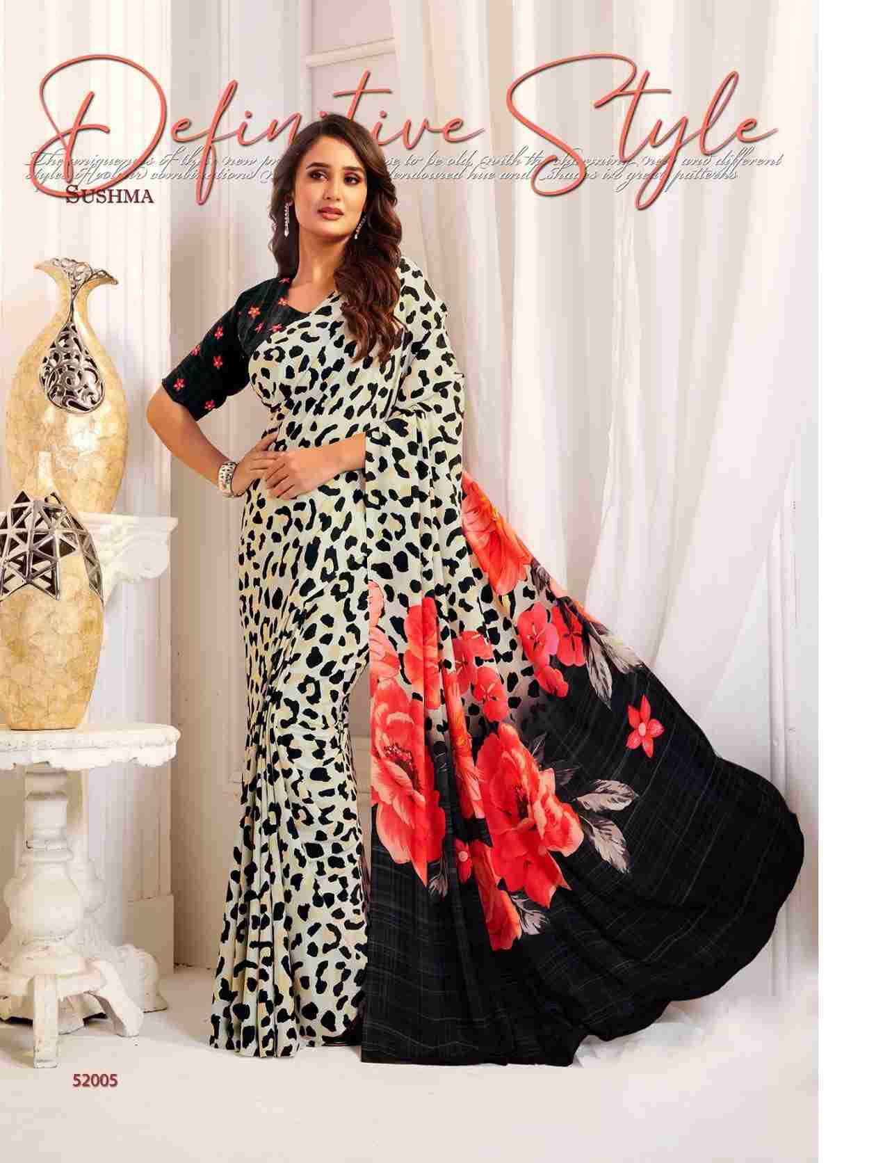 Attraction By Sushma Series Indian Traditional Wear Collection Beautiful Stylish Fancy Colorful Party Wear & Occasional Wear Digital Print Crepe Sarees At Wholesale Price