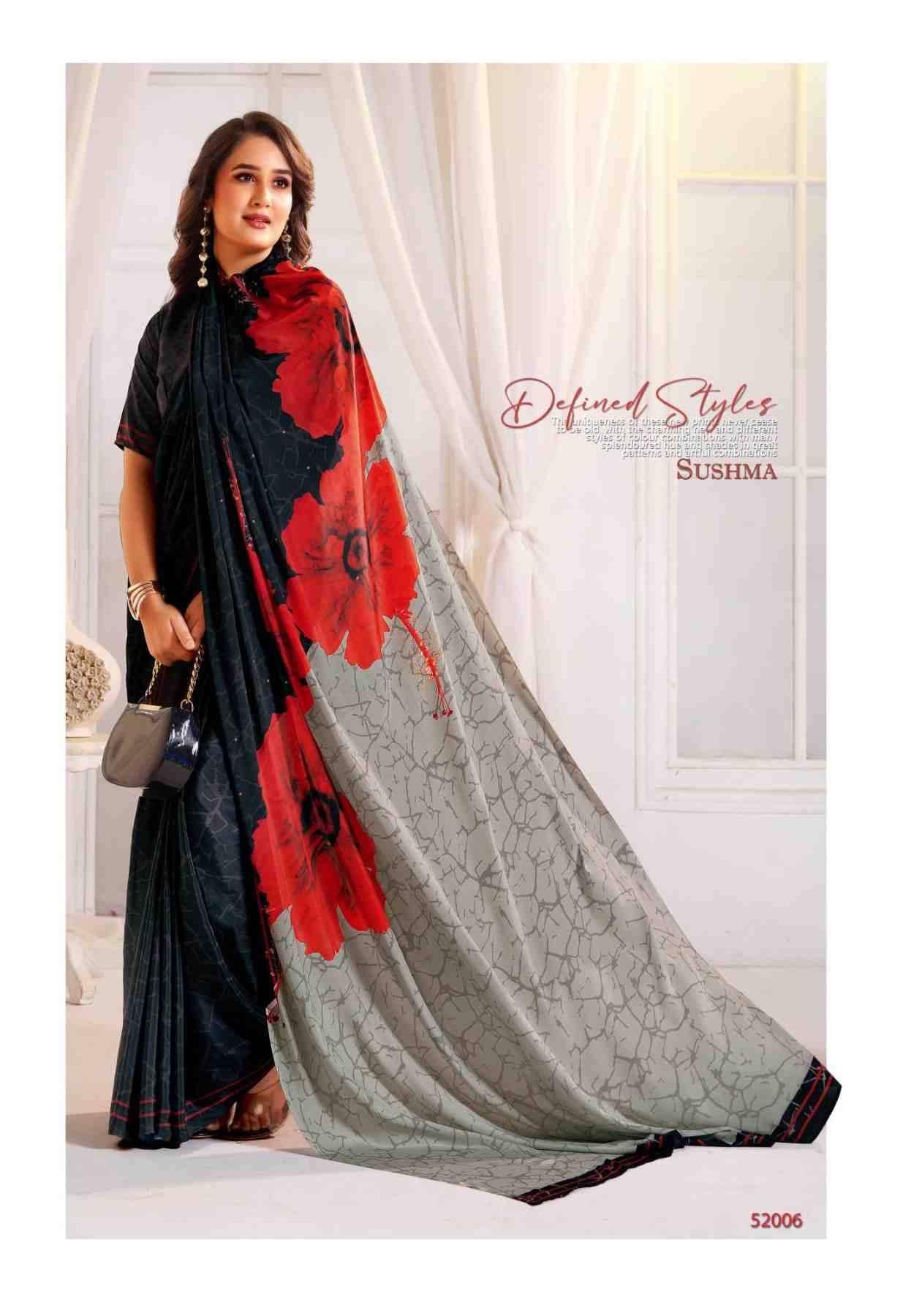 Attraction By Sushma Series Indian Traditional Wear Collection Beautiful Stylish Fancy Colorful Party Wear & Occasional Wear Digital Print Crepe Sarees At Wholesale Price