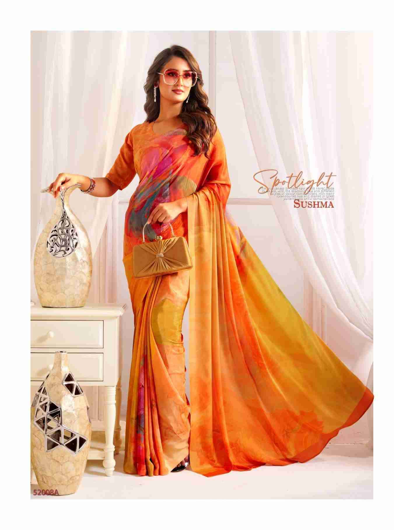 Attraction By Sushma Series Indian Traditional Wear Collection Beautiful Stylish Fancy Colorful Party Wear & Occasional Wear Digital Print Crepe Sarees At Wholesale Price