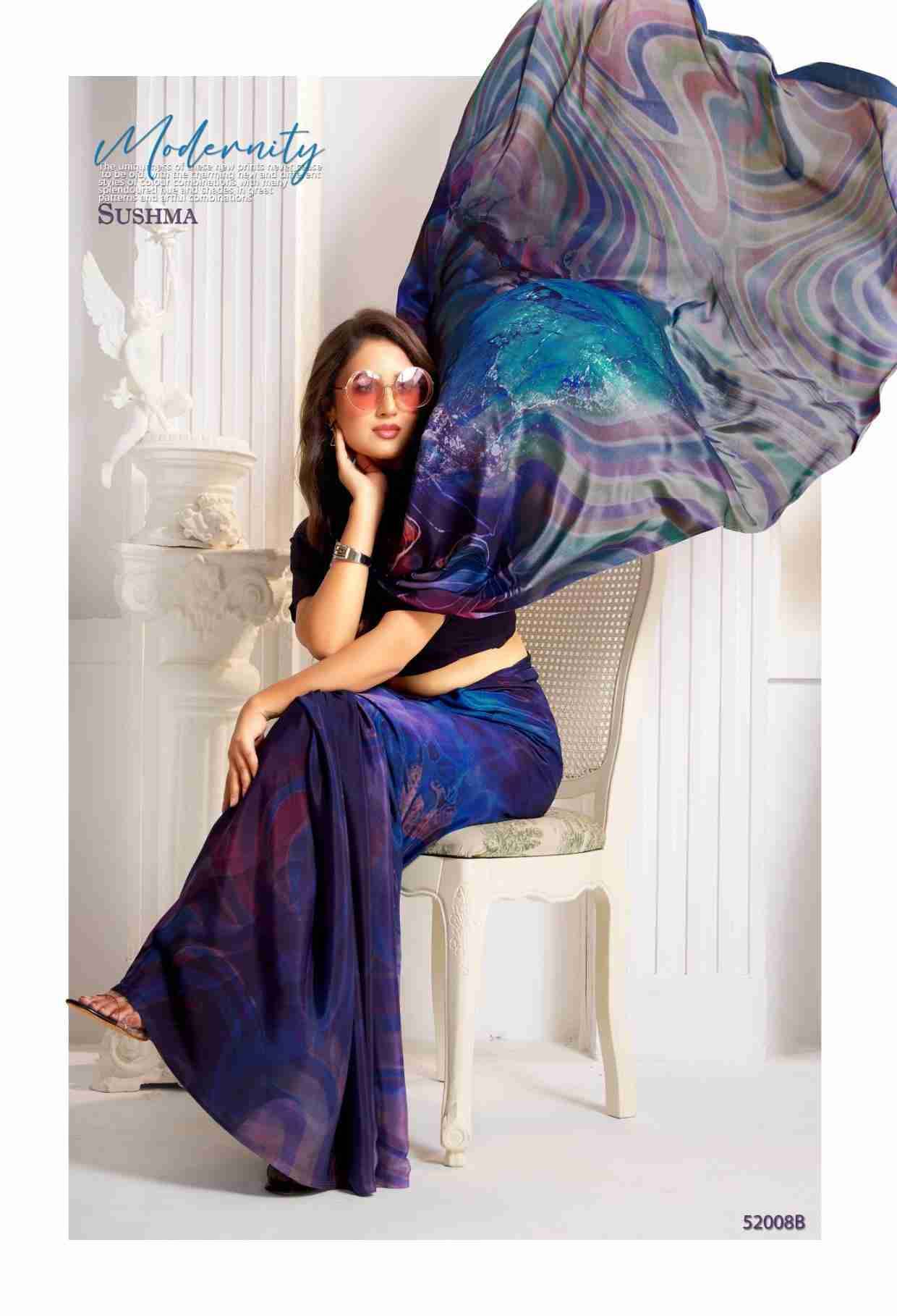 Attraction By Sushma Series Indian Traditional Wear Collection Beautiful Stylish Fancy Colorful Party Wear & Occasional Wear Digital Print Crepe Sarees At Wholesale Price