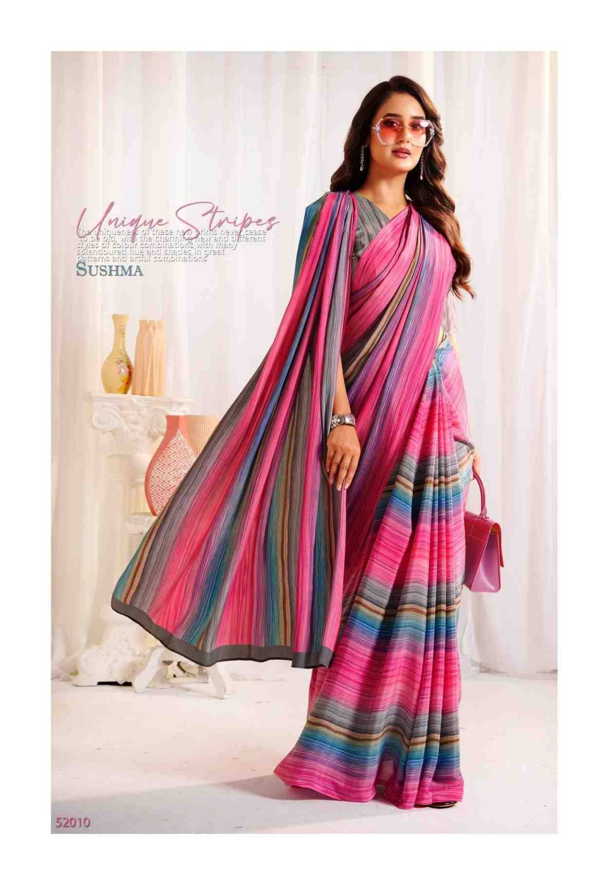 Attraction By Sushma Series Indian Traditional Wear Collection Beautiful Stylish Fancy Colorful Party Wear & Occasional Wear Digital Print Crepe Sarees At Wholesale Price