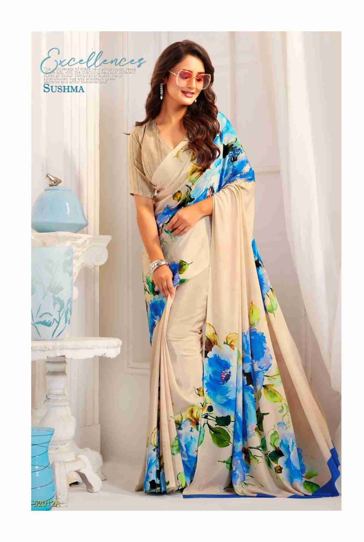 Attraction By Sushma Series Indian Traditional Wear Collection Beautiful Stylish Fancy Colorful Party Wear & Occasional Wear Digital Print Crepe Sarees At Wholesale Price