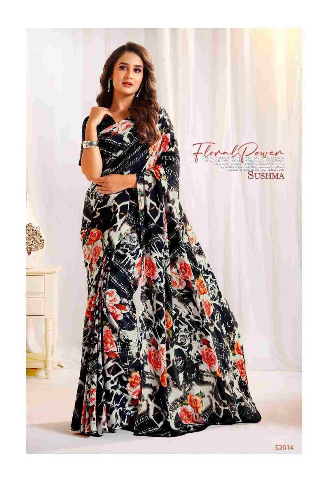 Attraction By Sushma Series Indian Traditional Wear Collection Beautiful Stylish Fancy Colorful Party Wear & Occasional Wear Digital Print Crepe Sarees At Wholesale Price