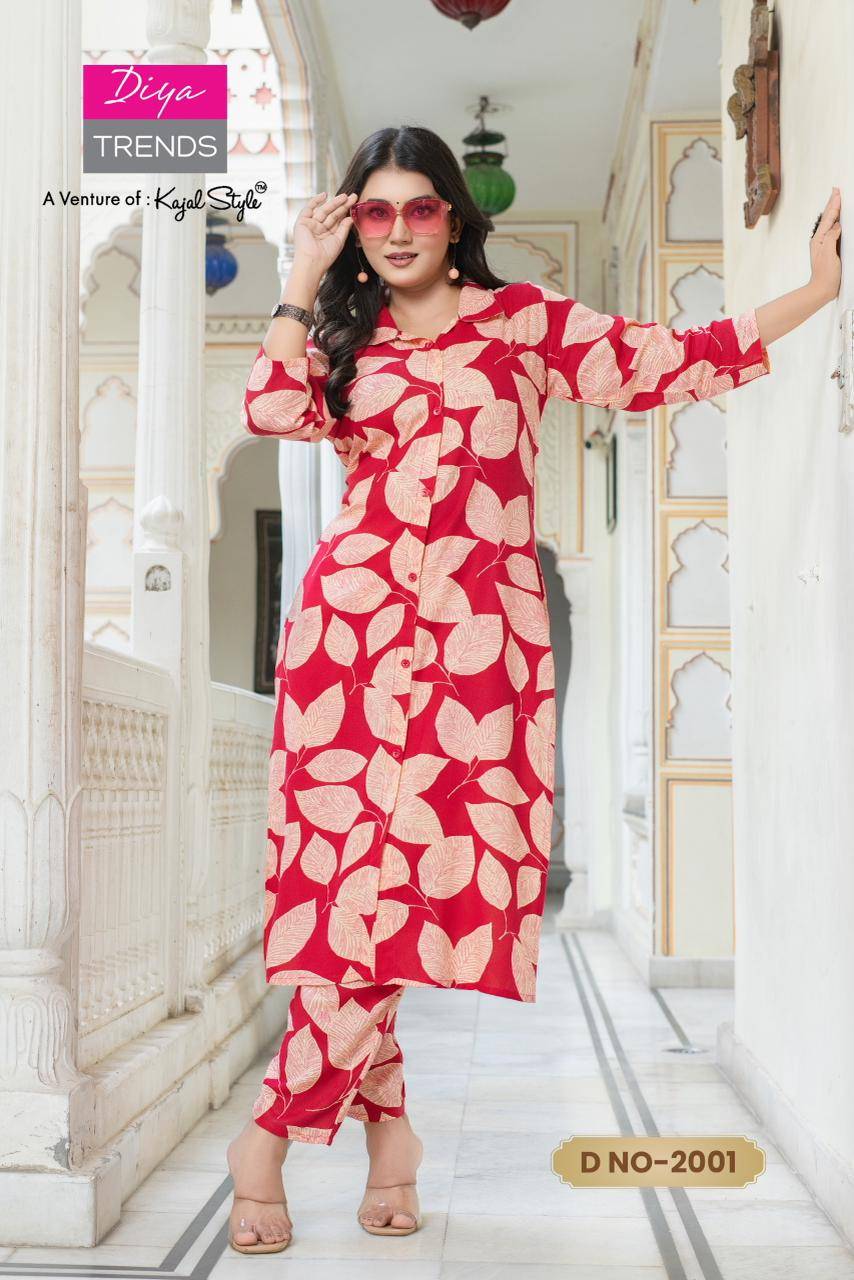 Cord Set Vol-2 By Diya Trends 2001 To 2010 Series Designer Stylish Fancy Colorful Beautiful Party Wear & Ethnic Wear Collection Rayon Prints Co-Ord At Wholesale Price