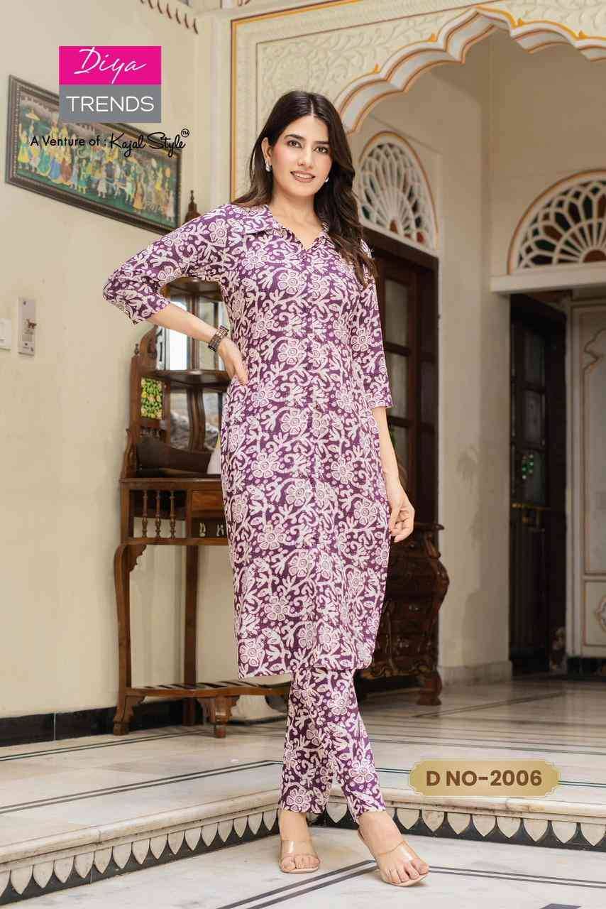 Cord Set Vol-2 By Diya Trends 2001 To 2010 Series Designer Stylish Fancy Colorful Beautiful Party Wear & Ethnic Wear Collection Rayon Prints Co-Ord At Wholesale Price