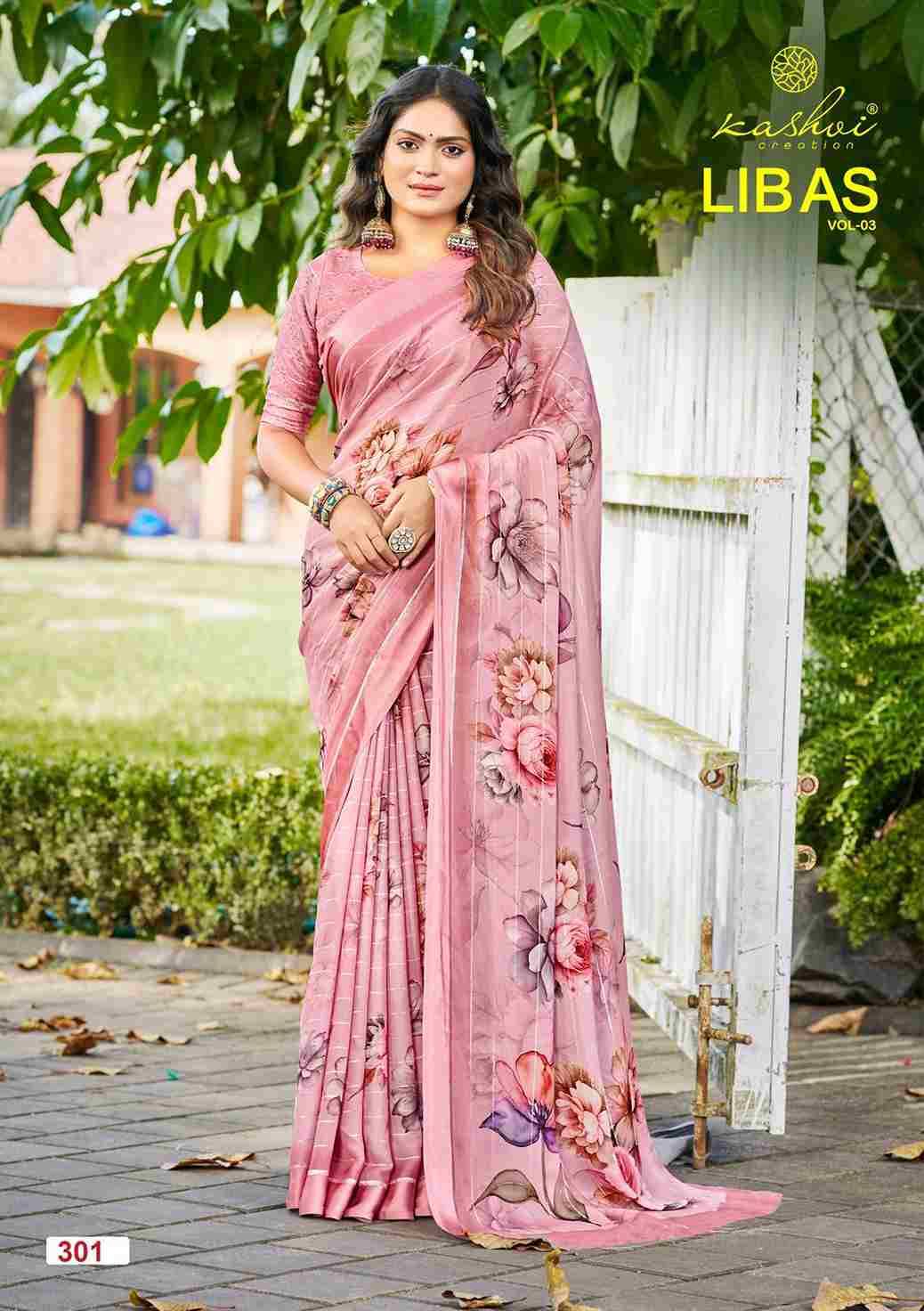 Libas Vol-3 By Kashvi Creation 301 To 308 Series Indian Traditional Wear Collection Beautiful Stylish Fancy Colorful Party Wear & Occasional Wear Dull Moss With Satin Zari Sarees At Wholesale Price