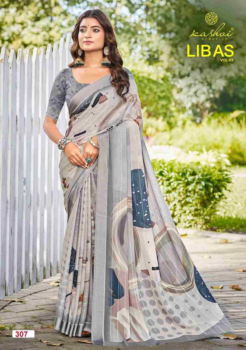 Libas Vol-3 By Kashvi Creation 301 To 308 Series Indian Traditional Wear Collection Beautiful Stylish Fancy Colorful Party Wear & Occasional Wear Dull Moss With Satin Zari Sarees At Wholesale Price