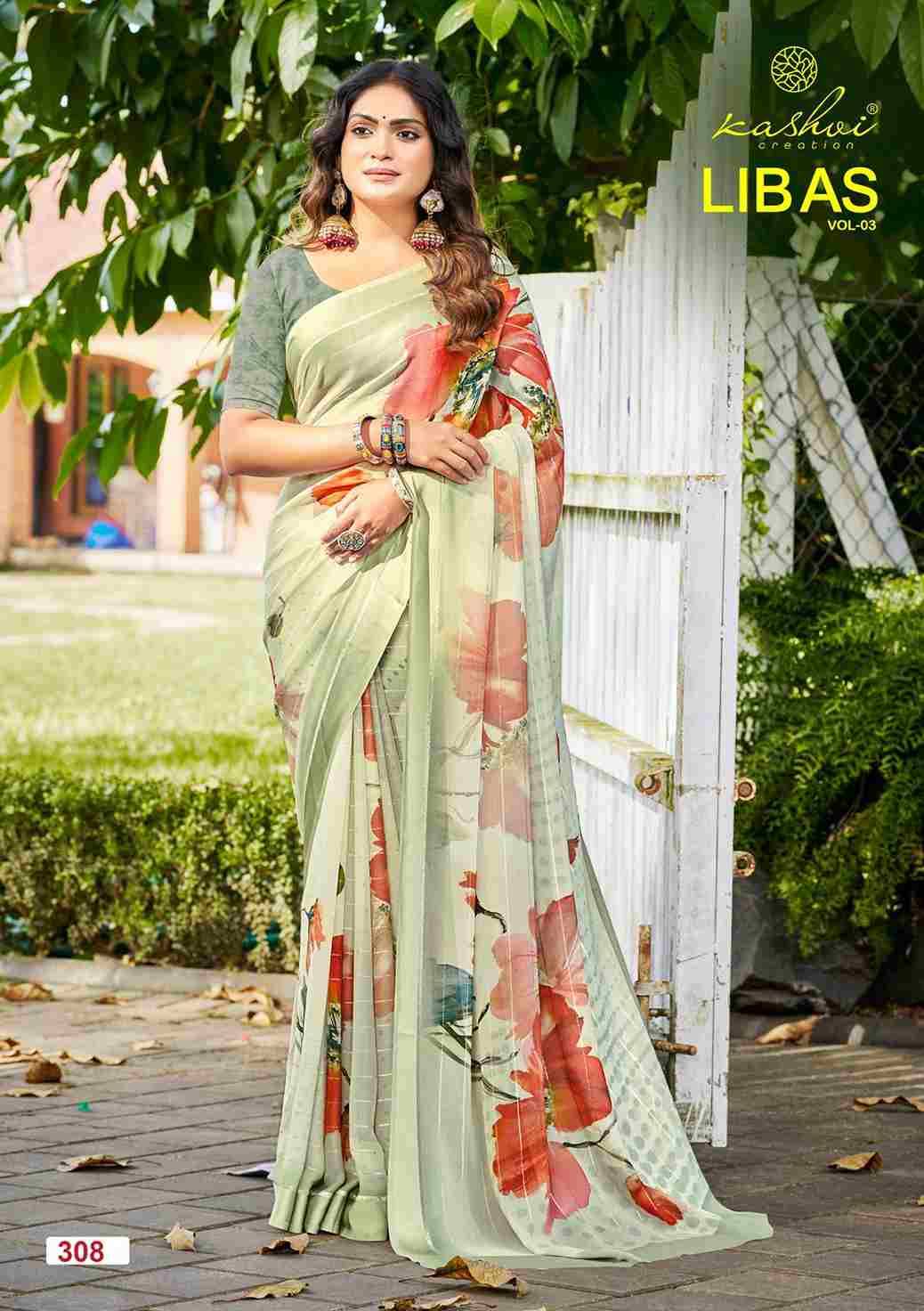 Libas Vol-3 By Kashvi Creation 301 To 308 Series Indian Traditional Wear Collection Beautiful Stylish Fancy Colorful Party Wear & Occasional Wear Dull Moss With Satin Zari Sarees At Wholesale Price