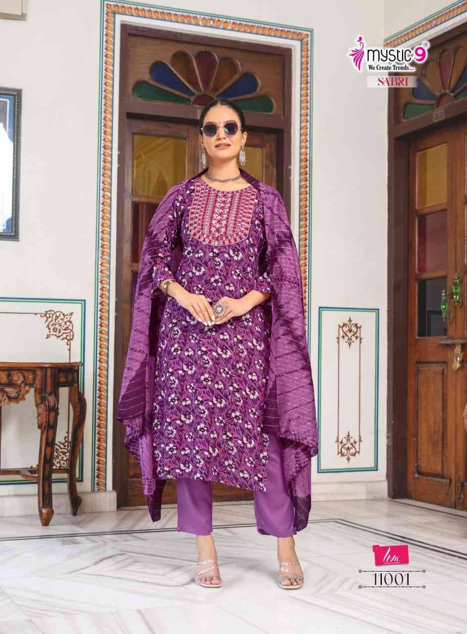 Sabri Vol-11 By Mystic 9 11001 To 11008 Series Designer Festive Suits Beautiful Stylish Fancy Colorful Party Wear & Occasional Wear Premium Quality Rayon Foil Prints Dresses At Wholesale Price