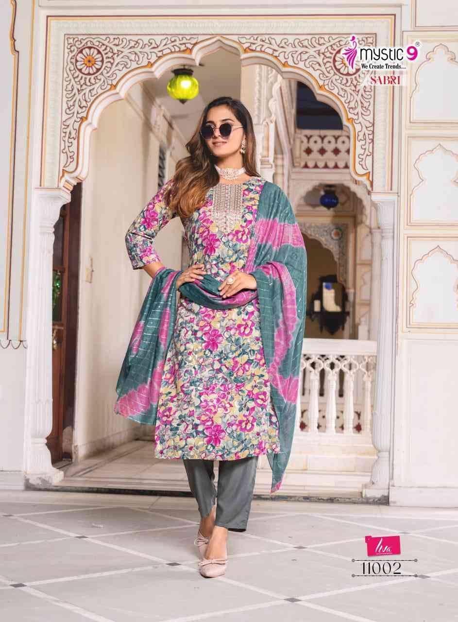 Sabri Vol-11 By Mystic 9 11001 To 11008 Series Designer Festive Suits Beautiful Stylish Fancy Colorful Party Wear & Occasional Wear Premium Quality Rayon Foil Prints Dresses At Wholesale Price