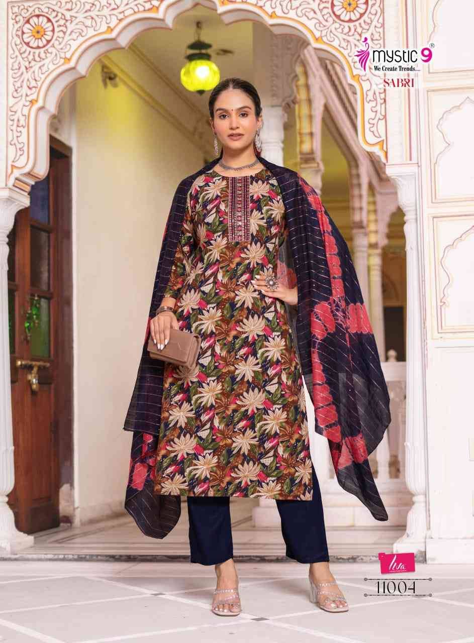 Sabri Vol-11 By Mystic 9 11001 To 11008 Series Designer Festive Suits Beautiful Stylish Fancy Colorful Party Wear & Occasional Wear Premium Quality Rayon Foil Prints Dresses At Wholesale Price