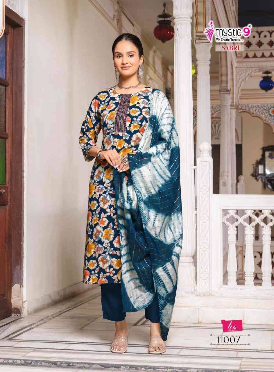 Sabri Vol-11 By Mystic 9 11001 To 11008 Series Designer Festive Suits Beautiful Stylish Fancy Colorful Party Wear & Occasional Wear Premium Quality Rayon Foil Prints Dresses At Wholesale Price