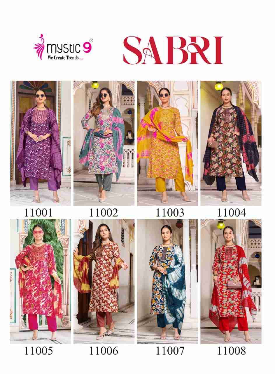 Sabri Vol-11 By Mystic 9 11001 To 11008 Series Designer Festive Suits Beautiful Stylish Fancy Colorful Party Wear & Occasional Wear Premium Quality Rayon Foil Prints Dresses At Wholesale Price